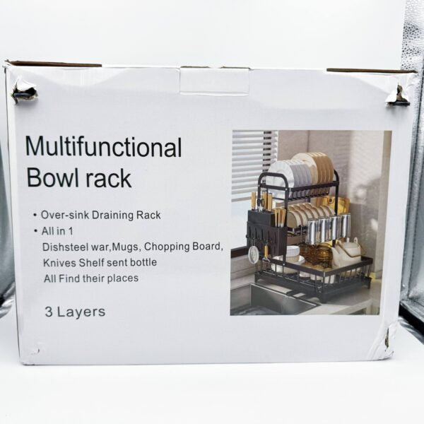 Modern Space-Saving 3-Tier Dish Rack with Drain Tray Folding Dish Drying Rack Set with Drain Tray Dishware Storage and Drainage Solution