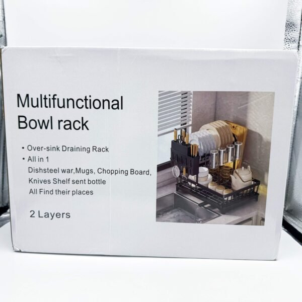 Modern Space-Saving 2-Tier Dish Rack with Drain Tray Folding Dish Drying Rack Set with Drain Tray Dishware Storage and Drainage Solution