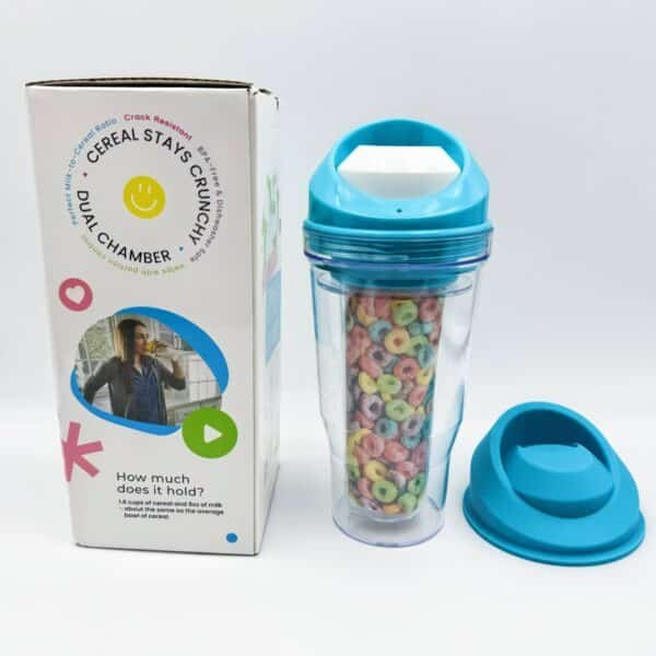 Double-Layer Breakfast Cup Milk Cereal Cup Separate Layers Portable Leak-Proof Hot/Cold Dual-Use Portable Plastic Cereal Cup
