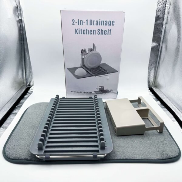 Dish Mat Kitchen Countertop Dishware Storage Absorbent Pad Drain Rack Table Surface Placement Portable Foldable Drain Pad