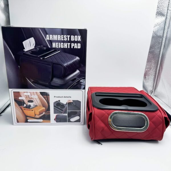Universal Armrest Storage Bag Car Tissue Holder Multi-Functional Storage Box Center Armrest Height-Adjustable Pad