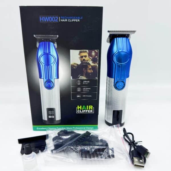 USB-Charging Smart Display Electric Hair Clipper with Metal Blade Attachments for Professional Haircuts