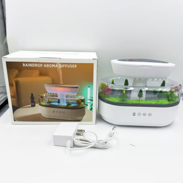 Miniature Scenery Aromatherapy Diffuser Home Ultrasonic Color-Changing Ambient Light White Noise Rainfall Fragrance Machine