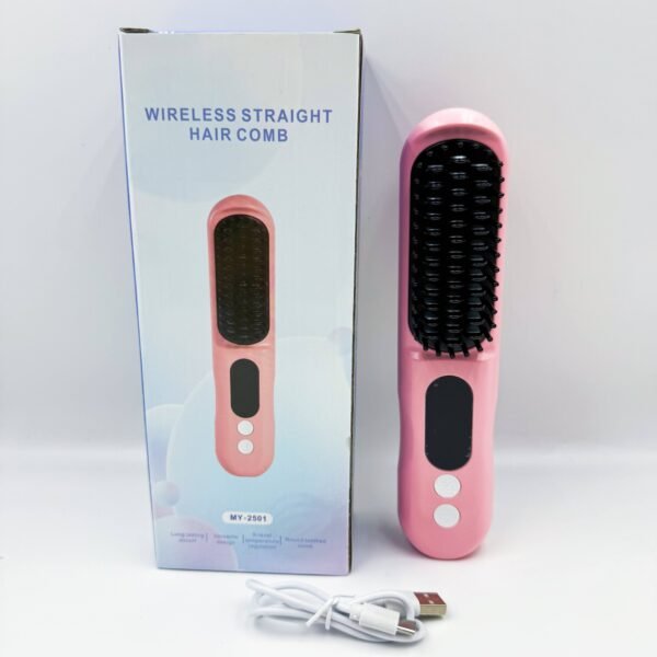 Liquid Crystal Wireless Straightening Comb Rechargeable Ceramic Electronic Comb MINI Straightener Portable