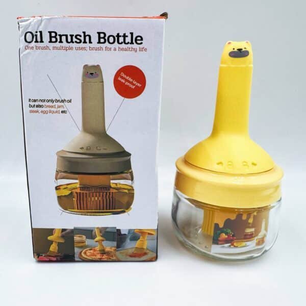 Silicone Oil Brush, Food-Grade, with Bottle, Household Use, High-Temperature Resistant Glass Kitchen Baking Grill Brush with Integrated Lid Oil Bottle