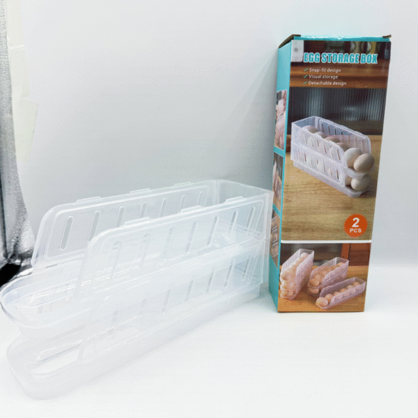 Foldable Egg Storage Container Multi-Layer Stackable Kitchen Egg Holder Side-Door Refrigerator Egg Rack