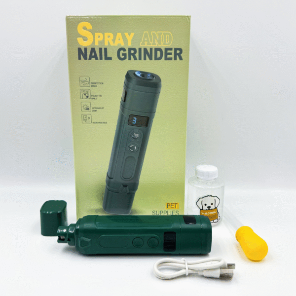 Pet Nail Grinder with UV Light, Spray Disinfection, Multi-Functional USB Charging, Fully Automatic Cat & Dog Nail File