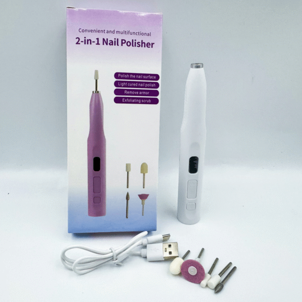 Professional Nail File with Handheld Straight Light - 2-in-1 Design for Effortless Nail Removal Non-Heating, Quick-Drying Nail Buffer
