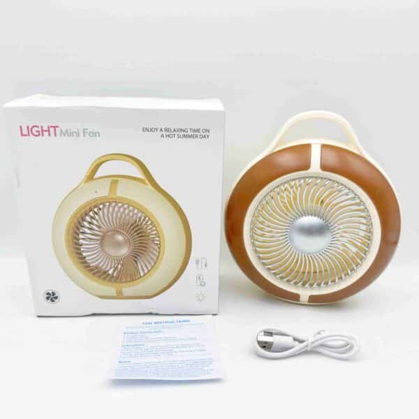 USB Rechargeable Mini Desktop & Handheld Fan New Light Feature with Three Options for Home Car Outdoor Hotel RV & Garage Use