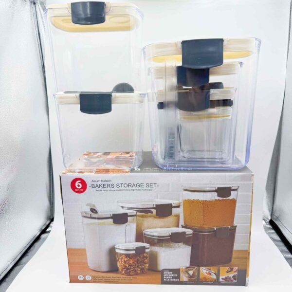 Modern Design Kitchen Storage Jars Food-Grade Transparent PP Plastic Boxes with Aluminum Lids for Dry Goods Tea Storage