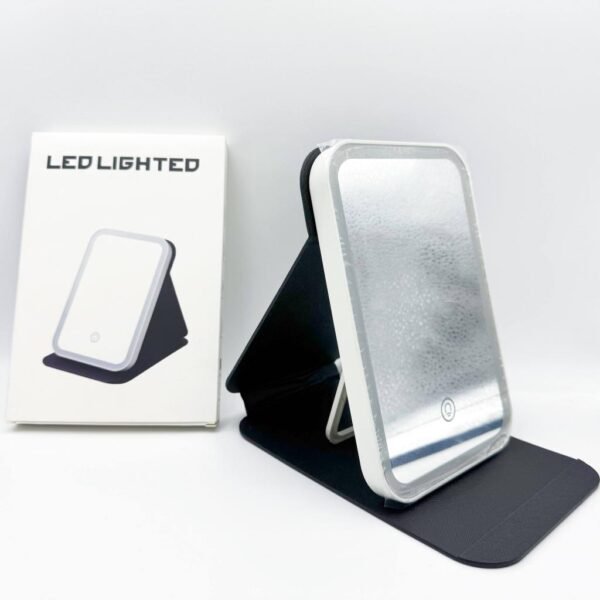 High Quality Folding White Pu Leather Pocket Mirror Custom Logo Portable Standing Travel Pu Compact Mirror for Make up