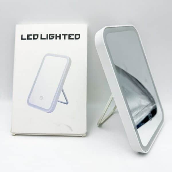 ABS Plastic Stand Wall Hanging Cosmetic Flexible Dressing Ladies White Vanity Desk With Led Light Makeup Mirror Organizer