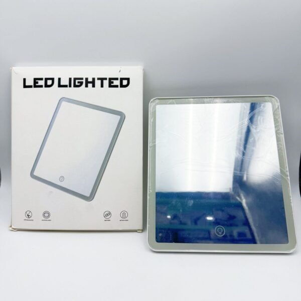 Travel Portable Make-up Mirror Touch Screen Dimming Dual Power Square Desktop LED White Make-up Mirror