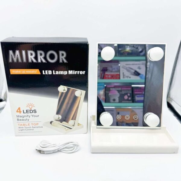 Large Styles LED Vanity Mirror 3-Color 16-Bulbs Adjustable Brightness Square Desktop Makeup Mirror Lighting Feature