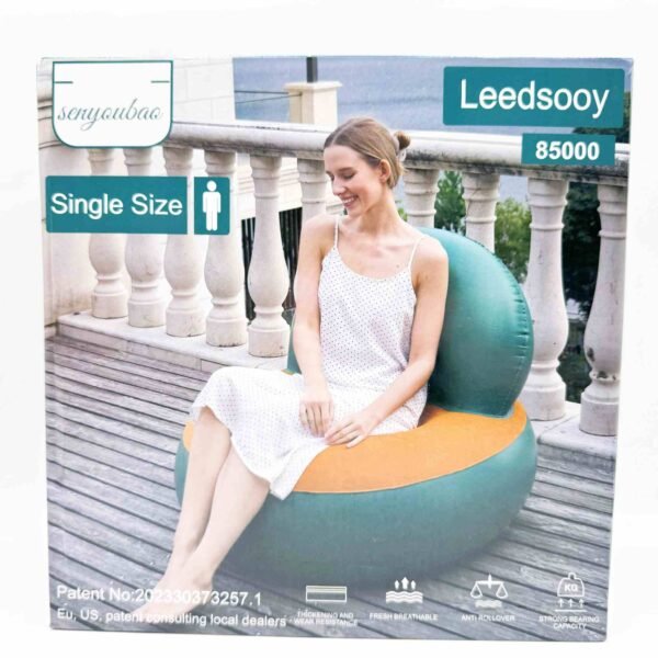 Popular Inflatable Chairs and Sofas L-Shape Inflatable Sofa With Backrest Surface Flocking Inflatable Lounge Sofa Chair