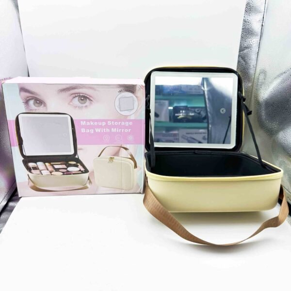 New Type Portable Makeup Case with LED Mirror Women Travel Cosmetic Organizer Pink Black