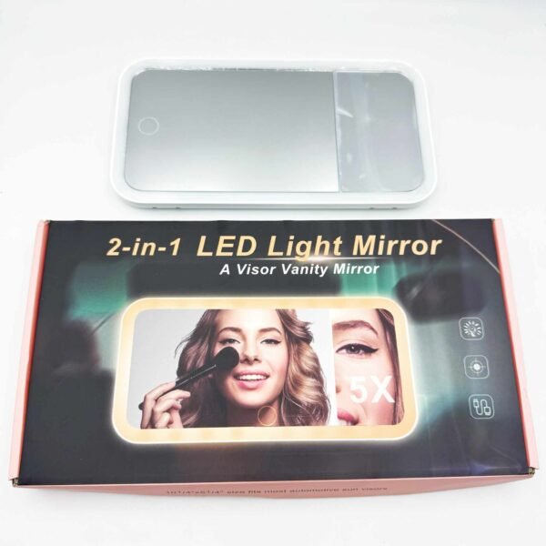 Portable LED Touch Light Makeup Mirror Three-color HD Car Visor Led Mirror with Dimmable Lighting for Makeup Touch-ups