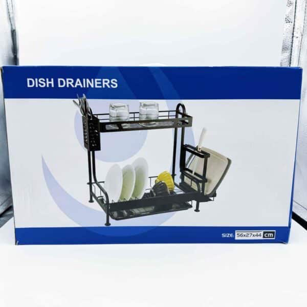Modern Detachable 2-Tier Metal Dish Drying Rack with Drip Tray Large Standing Type for Dish and Bowl