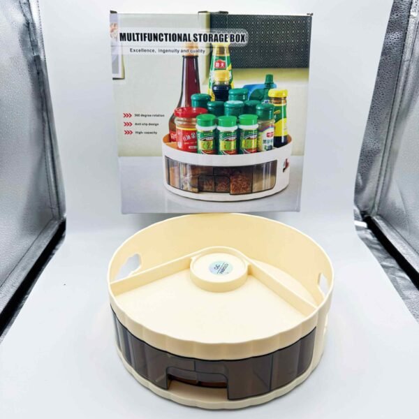 2 Tier Plastic Non-Skid Pantry Cabinet Rotating Double Layer Lazy Organizer Kitchen Revolving Spice Rack Storage Holder