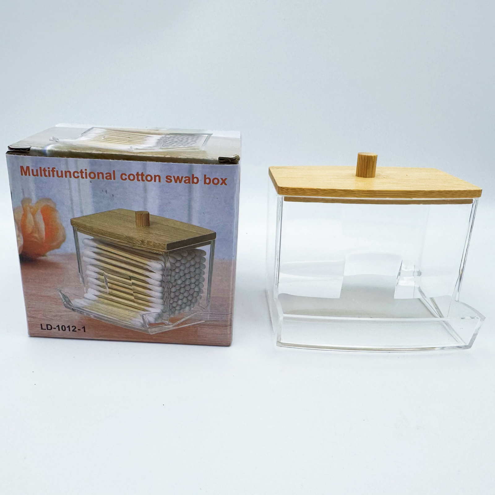 Acrylic Cotton Swabs Storage Holder Box Portable Transparent Makeup Cotton Pad Cosmetic Container